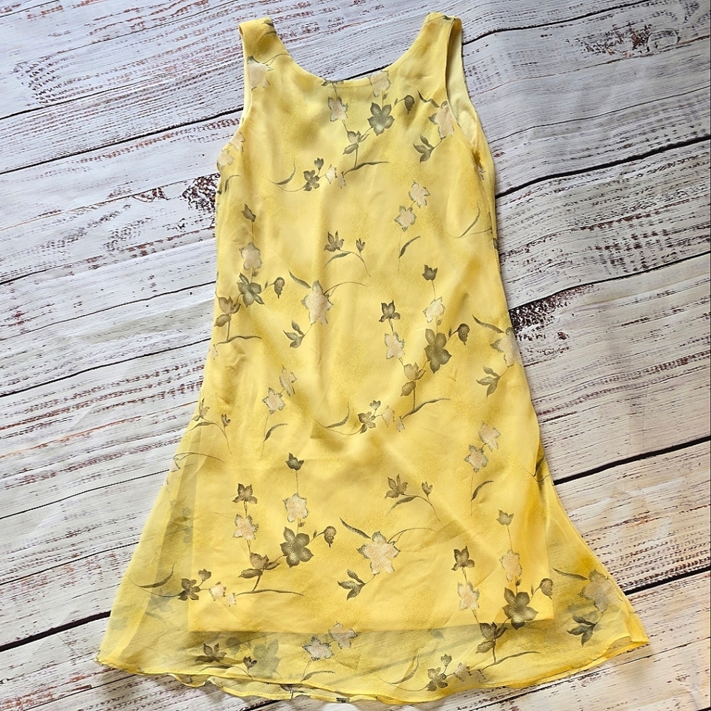Floral Yellow Sleeveless Dress Size Small